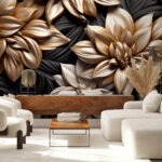 Ταπετσαρίες Κομψό μεταλλικό σχέδιο floral art