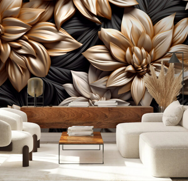 Κομψό μεταλλικό σχέδιο floral art Ταπετσαρίες Κομψό μεταλλικό σχέδιο floral art