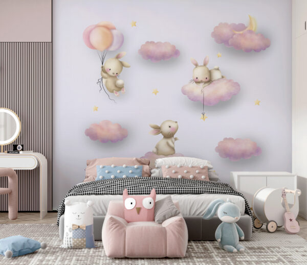 Ταπετσαρίες Ομάδα κουνελιών σε σύννεφα