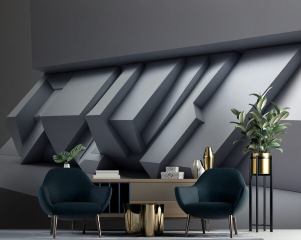 Ταπετσαρίες Λευκός τοίχος με γεωμετρικά σχήματα