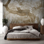 Ταπετσαρίες Η λεοπάρδαλη ξεκουράζεται ψηλά στη ζούγκλα