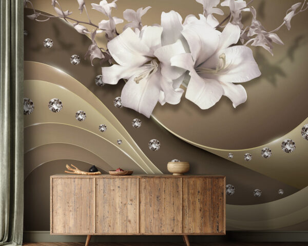 Ταπετσαρίες Κομψά λουλούδια με διακριτικές πινελιές