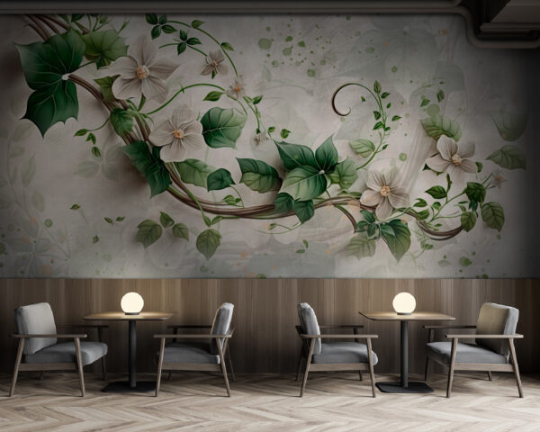 Ταπετσαρίες Ζωγραφική των λουλουδιών και των φύλλων