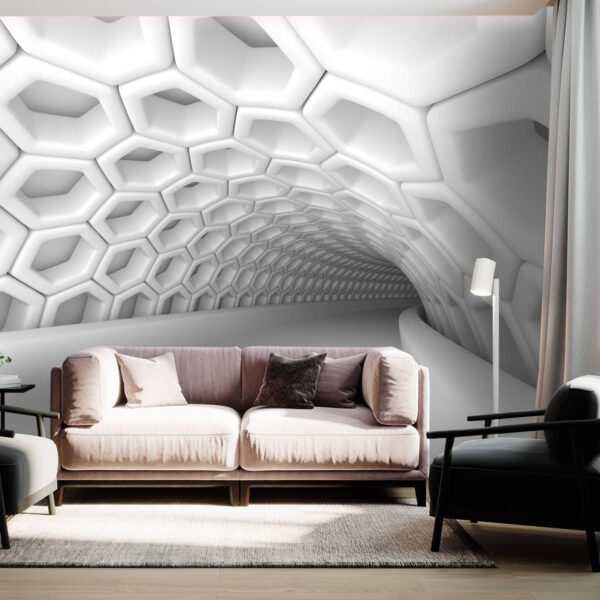 Ταπετσαρίες Λευκό τούνελ με εξάγωνα