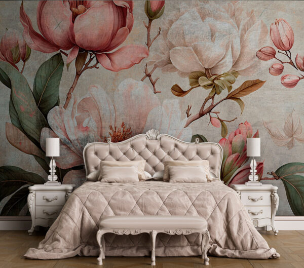 Vintage floral εικονογράφηση με μανόλιες Ταπετσαρίες Vintage floral εικονογράφηση με μανόλιες