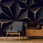 Ταπετσαρίες Wall murals Abstract black and amber geometric design