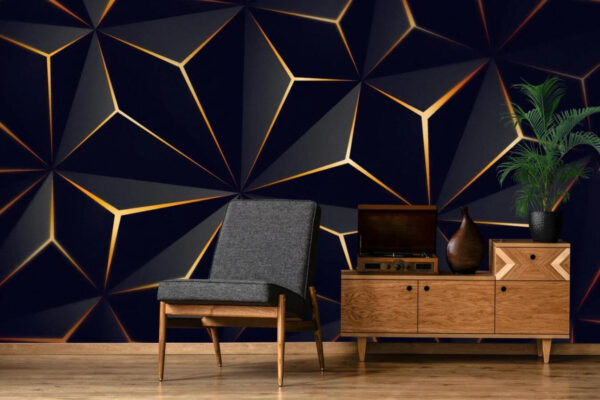 Ταπετσαρίες Ταπετσαρίες Wall murals Abstract black and amber geometric design. (Κωδικός προϊόντος: u72104)