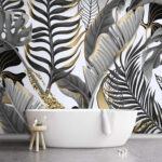 Ταπετσαρίες Wall murals Pattern of leaves on a white background