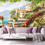 Ταπετσαρίες Γλάστρα με ροζ λουλούδια