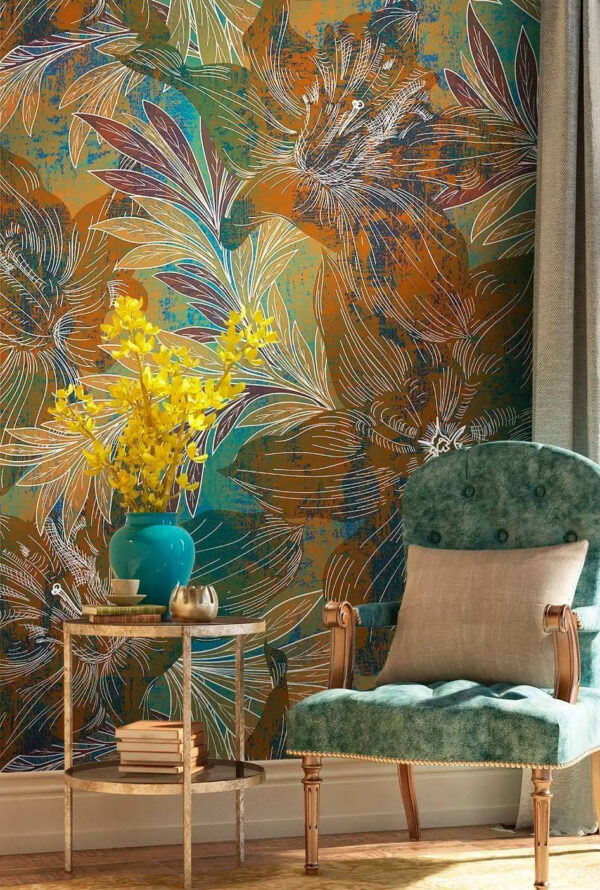 Floral κομψότητα σε γήινους τόνους Ταπετσαρίες Floral κομψότητα σε γήινους τόνους