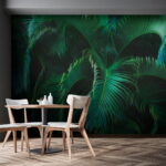 Ταπετσαρίες Τα πλούσια πράσινα φύλλα δημιουργούν μια ζούγκλα