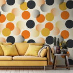 Ταπετσαρίες Μοτίβο από πορτοκαλί και μαύρους κύκλους