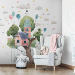 Ταπετσαρίες Ζωγραφική ακουαρέλας ενός δεντρόσπιτου