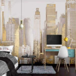 Ταπετσαρίες Αστικός ορίζοντας που λάμπει στο φως