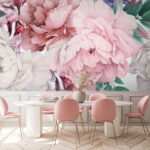 Ταπετσαρίες Wall murals Floral pattern with watercolor blooms.