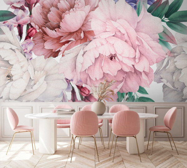 Wall murals Floral pattern with watercolor blooms Ταπετσαρίες Wall murals Floral pattern with watercolor blooms