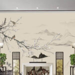 Ταπετσαρίες Ζωγραφική των πουλιών σε ένα κλαδί