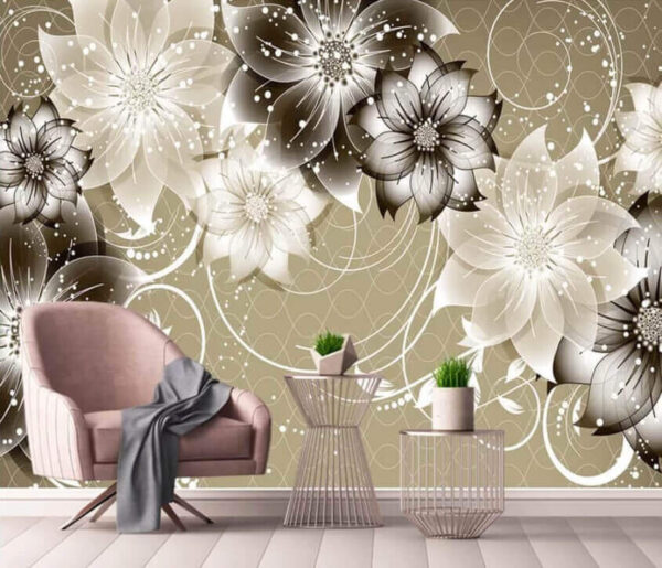Αφηρημένο floral μοτίβο με στροβιλισμούς Ταπετσαρίες Αφηρημένο floral μοτίβο με στροβιλισμούς