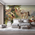 Ταπετσαρίες Ζωγραφική ανθρώπων που χορεύουν σε ένα δάσος