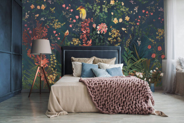 Floral παράδεισος με ζωντανά πουλιά Ταπετσαρίες Floral παράδεισος με ζωντανά πουλιά