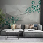 Ταπετσαρίες Πλωτές σφαίρες σε γεωμετρικό διάδρομο