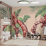 Ταπετσαρίες Ομάδα καμηλοπαρδάλεις με φύλλα