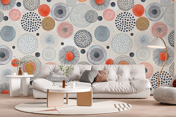 Ταπετσαρίες Μοτίβο από πολύχρωμους κύκλους και κουκκίδες