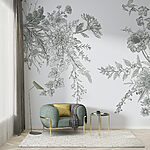 Ταπετσαρίες Φλοράλ σκίτσο με περίπλοκες λεπτομέρειες