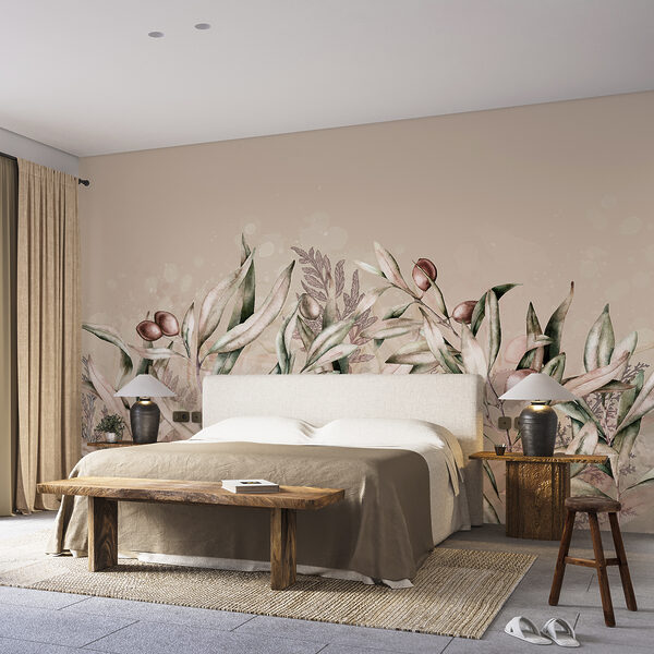 Ταπετσαρίες Ταπετσαρίες Κλαδιά ελιάς με υποτονικά χρώματα (Κωδικός προϊόντος: w00407v1)