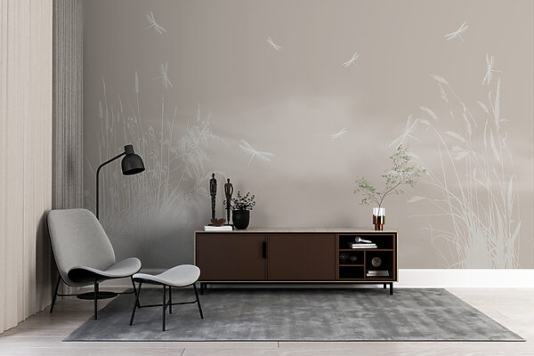 Ταπετσαρίες Λευκή λιβελούλα με φτερά