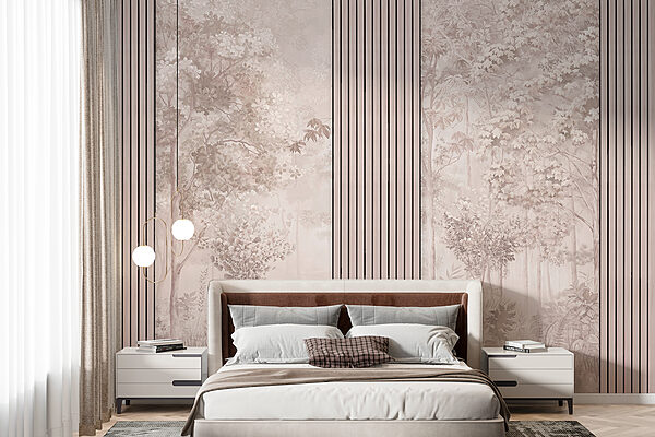 Δέντρο με φύλλα σε ένα ομιχλώδες δάσος Ταπετσαρίες Δέντρο με φύλλα σε ένα ομιχλώδες δάσος