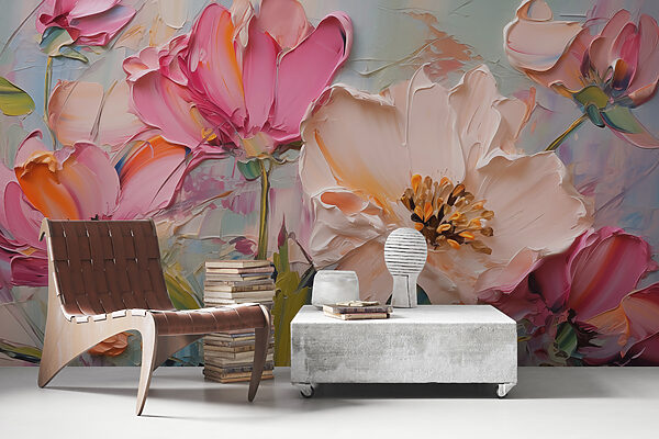 Ταπετσαρίες Ταπετσαρίες Ζωγραφική των λουλουδιών σε καμβά (Κωδικός προϊόντος: w01039)