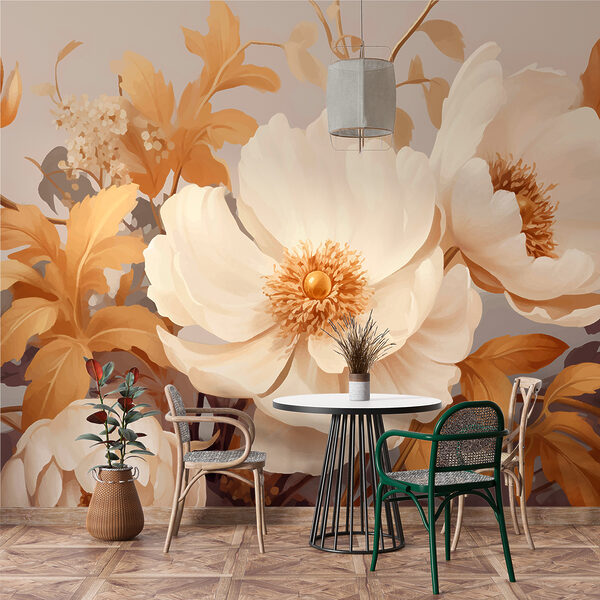 Ταπετσαρίες Κρεμώδη άνθη σε γαλήνια αρμονία