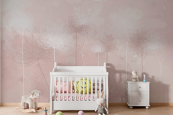 Ταπετσαρίες Ταπετσαρίες Κομψά λουλούδια που χορεύουν στο ρουζ (Κωδικός προϊόντος: w01645v3)