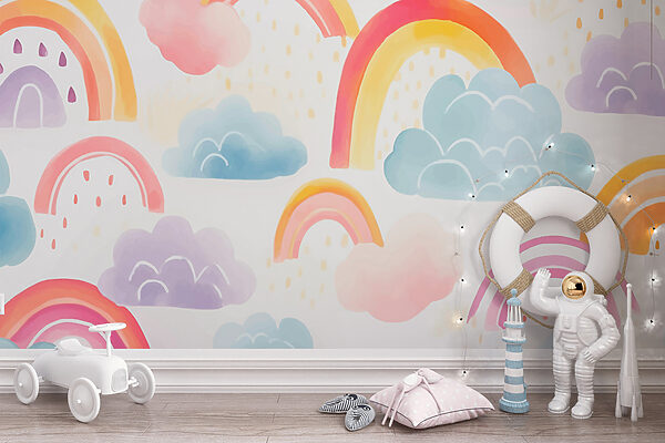Ταπετσαρίες Μοτίβο ουράνιων τόξων και σύννεφων