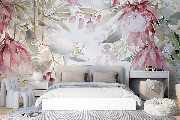 Ταπετσαρίες Ευφάνταστη καλλιτεχνία ακουαρέλας Floral