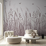 Ταπετσαρίες Πεδίο με γρασίδι και πουλιά που πετούν