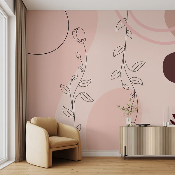 Κομψό floral line art design Ταπετσαρίες Κομψό floral line art design
