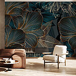 Ταπετσαρίες Κομψό φλοράλ μοτίβο με λεπτές γραμμές