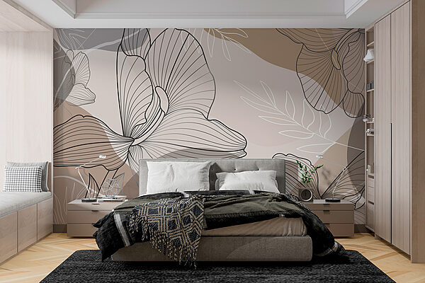 Κομψό floral line art design Ταπετσαρίες Κομψό floral line art design
