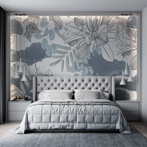Floral μοτίβο με φύλλα και λουλούδια Ταπετσαρίες Floral μοτίβο με φύλλα και λουλούδια