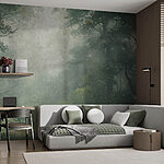 Ταπετσαρίες Ομιχλώδες δάσος με δέντρα και φυτά