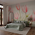 Ταπετσαρίες Ομάδα ροζ λουλουδιών