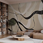 Ταπετσαρίες Μαύρες και λευκές δίνες σε μαυρισμένο φόντο