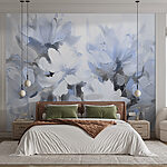 Ταπετσαρίες Ζωγραφική των λουλουδιών σε λευκό φόντο