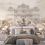 Ταπετσαρίες Μεγάλο λευκό κτίριο με λουλούδια