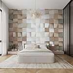 Ταπετσαρίες Μπεζ και λευκό μοτίβο με υφή