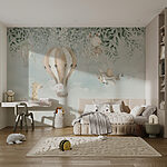 Ταπετσαρίες Ζωγραφική ενός κουνελιού σε μια κούνια