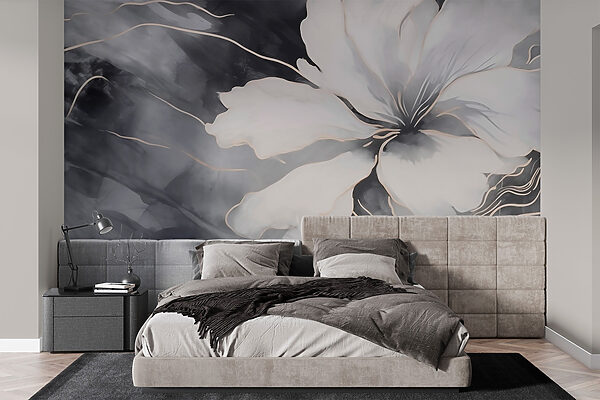 Λευκό λουλούδι σε ασπρόμαυρο φόντο Ταπετσαρίες Λευκό λουλούδι σε ασπρόμαυρο φόντο