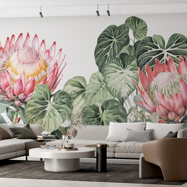 Ταπετσαρίες Ζωηρά άνθη ανάμεσα σε πλούσιο φύλλωμα